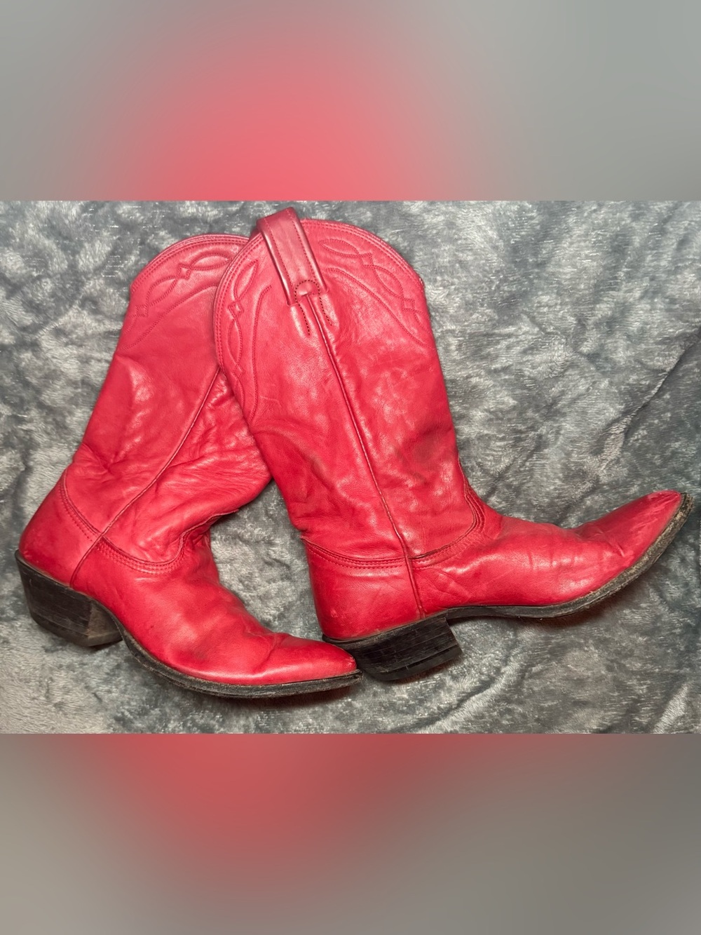 Nocona Boots - Red and Cream Cowboy Boots 6B